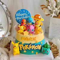 13 PCS Set Pokemon Cake Topper Party Anime Figure, Pikachu Happy Birthday Cake Decoration Ornament Pikachu Bulbasaur Psyduck Charmander Squirtle Jigglypuff