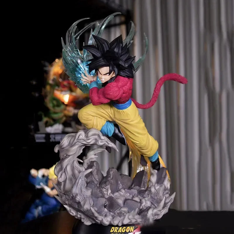 Goku SSJ4 Kamehameha Wave Anime Figure, Dragon Ball Figure GT Super Saiyan 4 Son Goku PVC Statue 38 cm