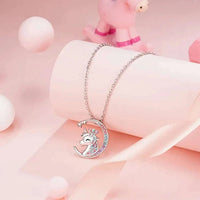 Moon Unicorn Crystal Pendant Necklace CLOUDANIMESTUDIO