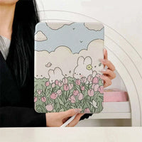 Kawaii Tulips & Bunnies iPad Case CLOUDANIMESTUDIO