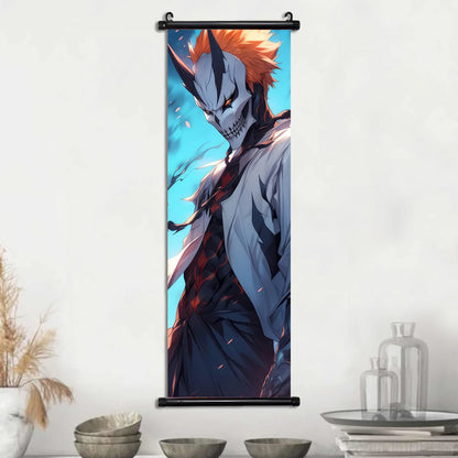 Bleach Anime Scroll Wall Art Poster, Decorative Print Ichigo Kurosaki, Hitsugaya Toshiro, and Grimmjow Jaegerjaquez Canvas Home Decor