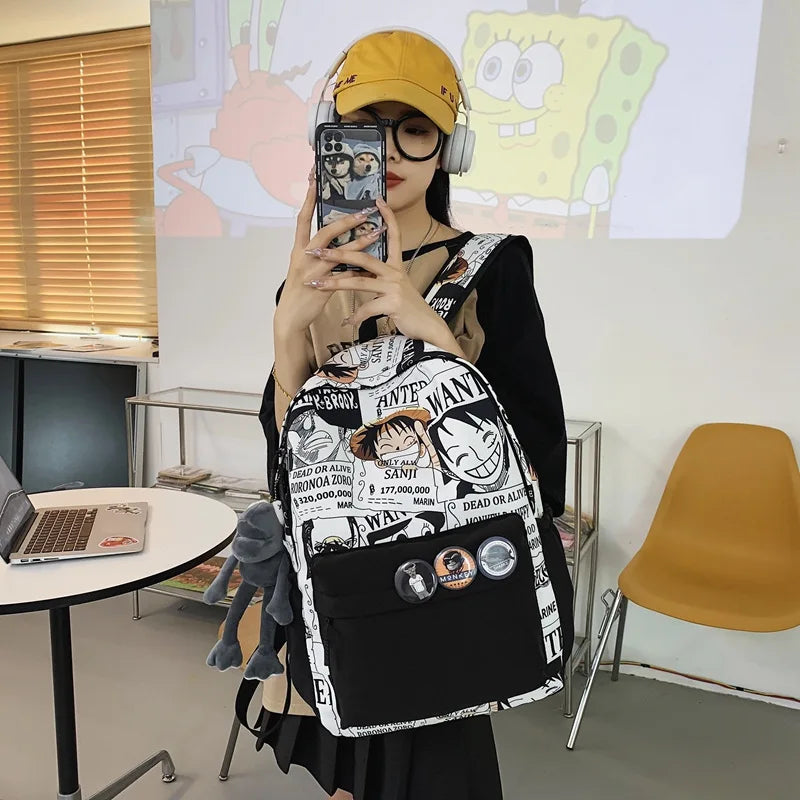 One Piece Luffy Printing Backpack Bags Anime School Bag Student Schoolbag For Men and Women
