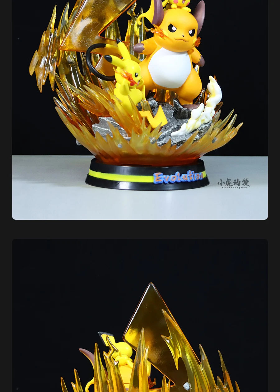 Pokemon Evolution LED Anime Figures, PVC Statue Model Toy Collections 20-35cm