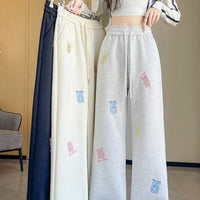 Kawaii Bear Embroidered Drawstring Pants