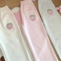 Kawaii Pastel Strawberry Puppy Casual Pants