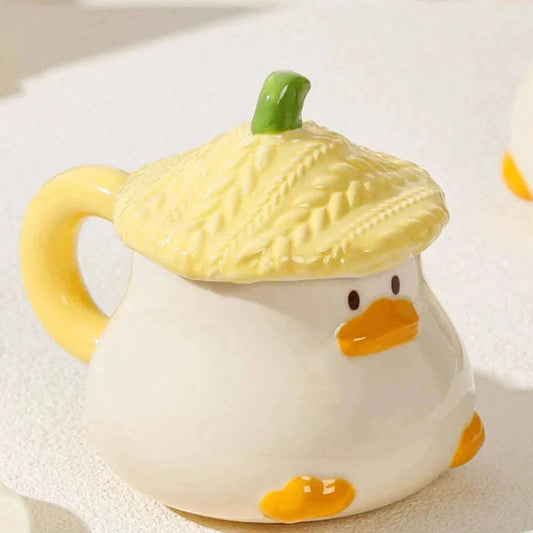 Kawaii Duck Mug With Lid CLOUDANIMESTUDIO