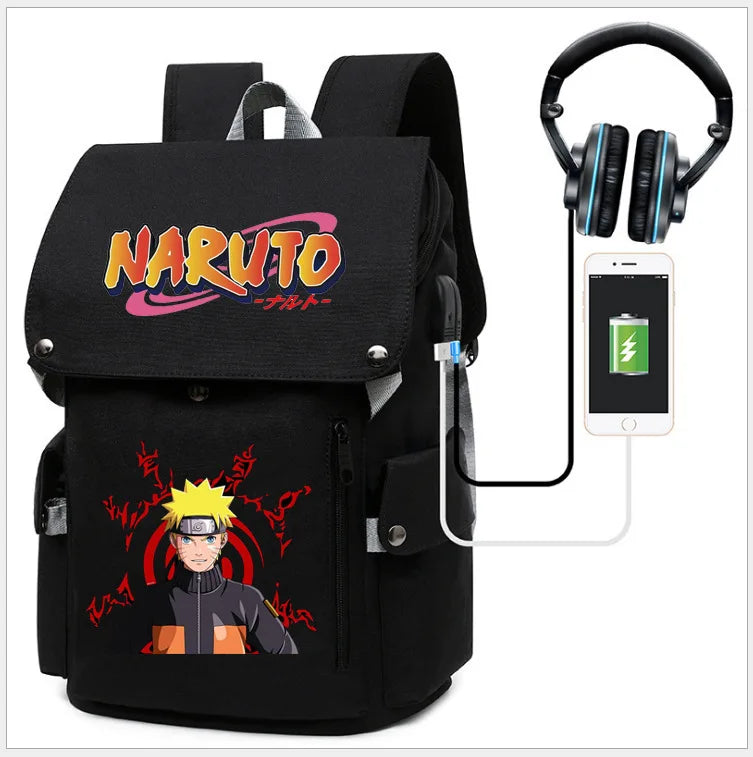 Naruto Anime Backpack, Naruto Shippuden College School Student Bag Multifunctional Large Capacity Computer Travel Backpack