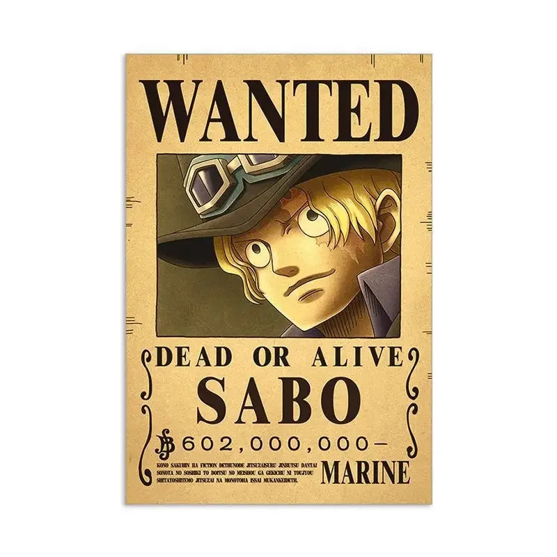 Anime One Piece Gear 5 Luffy Wanted Posters, Kids Bedroom Retro Poster Zoro Living Home Decoration Wall Art Paper Stickers