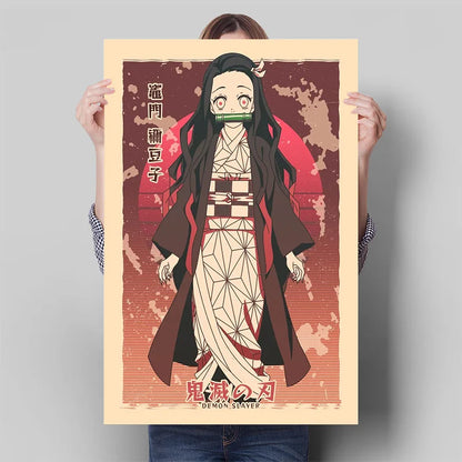 Demon Slayer Posters, Anime Retro Poster Tanjiro Kamado Kamado Nezuko Hashibira Inosuke Shinobu Kocho
Breath Techniques Decorative Wall Art