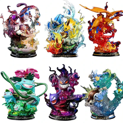 Pokemon Evolution LED Anime Figures, PVC Statue Model Toy Collections 20-35cm