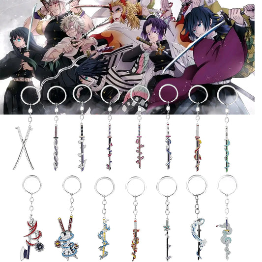 Demon Slayer Sword Keychains, Anime Kimetsu no Yaiba Tomioka Weapon Key Chains Accessories