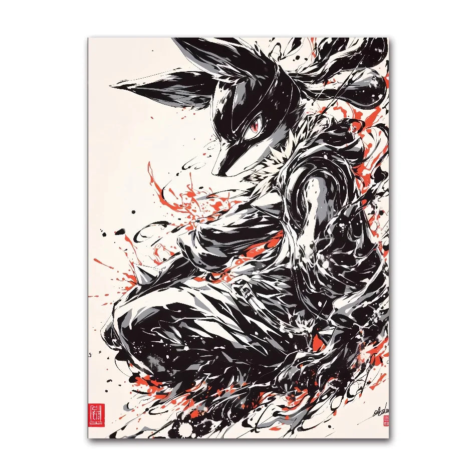 Anime Pokemon Ink Painting Canvas Posters, Painting Prints Posters and Prints Wall Art Picture for Living Room Children Gift