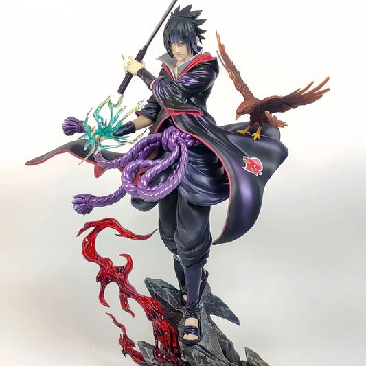Akatsuki Sasuke Uchiha Anime Action Figure, Naruto Shippuden PVC Figurines Statue 24 CM