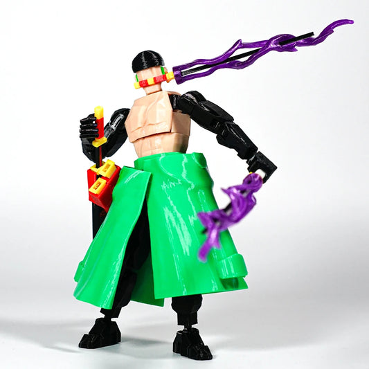 CloudAnimeStudio Roronoa Zoro 3D Printed Anime Figurine, One Piece Action Figures Multi-Jointed Toys