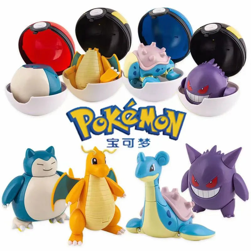 Pokemon Pokeball Anime Figures Toys, Pikachu Gengar Dragonite Snorlax Lapras Pocket Pokeball Toys - CloudAnimeStudio