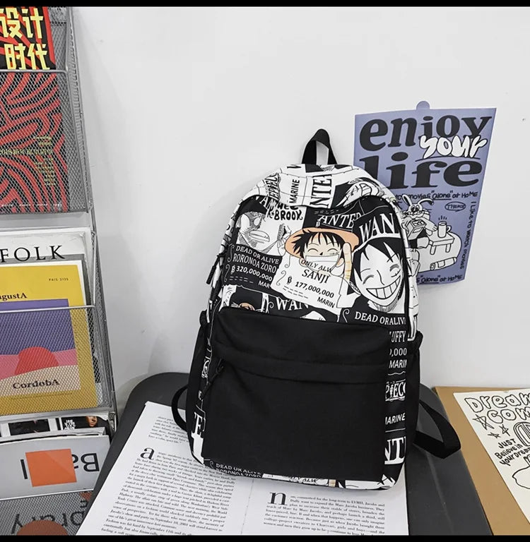One Piece Luffy Printing Backpack Bags Anime School Bag Student Schoolbag For Men and Women