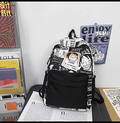One Piece Luffy Printing Backpack Bags Anime School Bag Student Schoolbag For Men and Women
