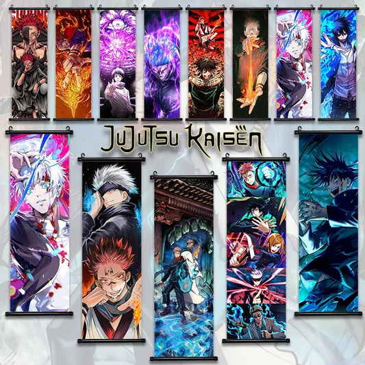 Anime Jujutsu Kaisen, Room Home Decoration Mural Hanging Scroll Print Canvas Poster Decor