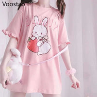 Pink Strawberry Bunny T-Shirt CLOUDANIMESTUDIO