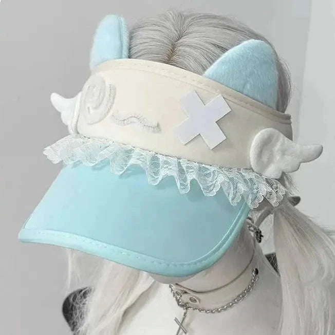 Kawaii Confused Kitty Summer Visor CLOUDANIMESTUDIO
