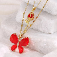 Enchanting Butterfly Rose Necklace