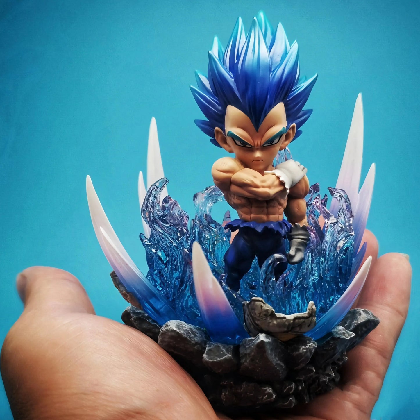 Goku Ultra Instinct and Vegeta Super Saiyan Blue LED Mini Figure, Dragon Ball Super Figurines 10 CM