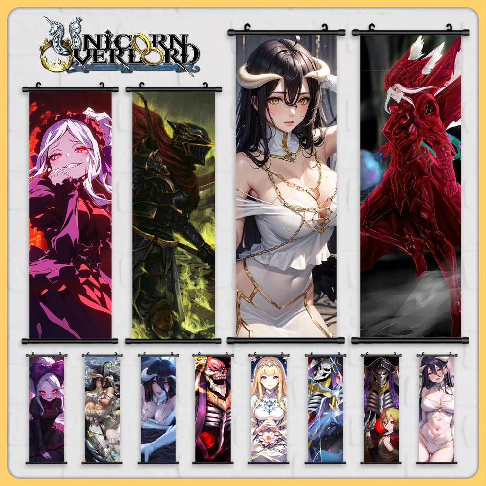 Overlord Anime Canvas Wall Art, Hanging Scrolls Digital Painting Print Posters