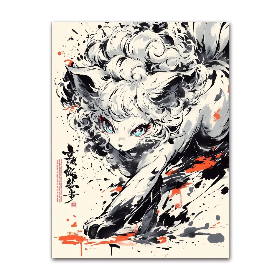 Anime Pokemon Ink Painting Canvas Posters, Painting Prints Posters and Prints Wall Art Picture for Living Room Children Gift