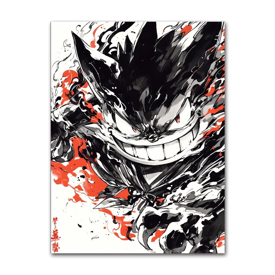 Anime Pokemon Ink Painting Canvas Posters, Painting Prints Posters and Prints Wall Art Picture for Living Room Children Gift