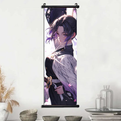 Demon Slayer Scroll Wall Art, Hashira Nezuko Agatsuma Zenitsu Inosuke Scroll Canvas Wall Hanging Painting Home Decor Anime Poster for Bedrooms