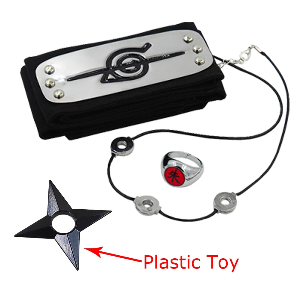 Akatsuki Uchiha Itachi Cloak for Kids & Adults Long Black Robe Cosplay Costume with Accessories