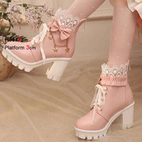 Pretty Pink Ankle Boots CLOUDANIMESTUDIO