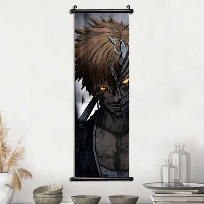 Bleach Scroll Wall Art, Hanging Prints Wall Artwork Kurosaki Ichigo Scrolls Canvas Japanese Anime Posters Home Decor for Living Room