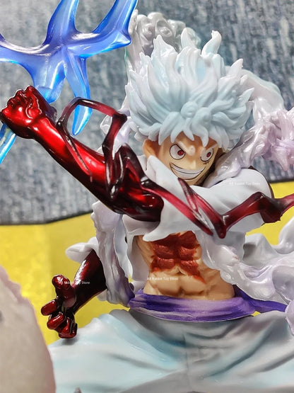 One Piece Nika Luffy Figure Luffy Sun God Gear 5 Anime Figurines With Light Ball 28 cm