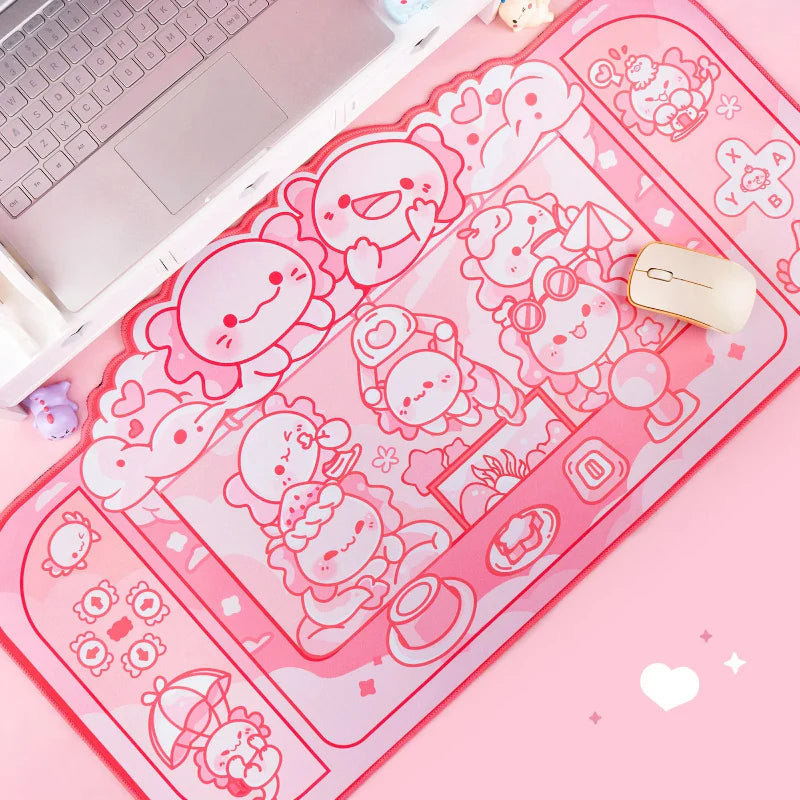 Kawaii Axolotl Gaming Desk Pad