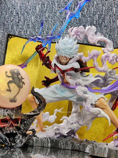 One Piece Nika Luffy Figure Luffy Sun God Gear 5 Anime Figurines With Light Ball 28 cm