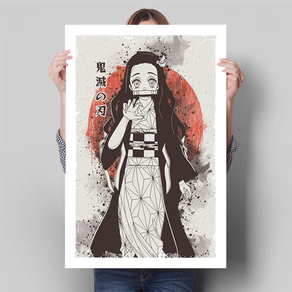 Demon Slayer Posters, Anime Retro Poster Tanjiro Kamado Kamado Nezuko Hashibira Inosuke Shinobu Kocho
Breath Techniques Decorative Wall Art