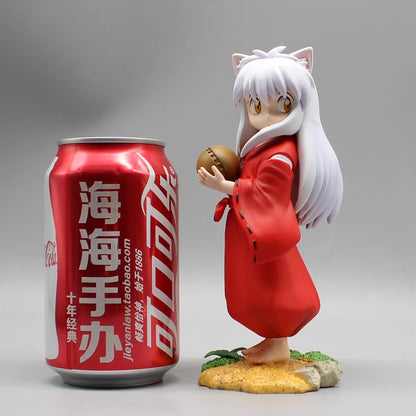 Cute Kawaii Inuyasha Anime Figures, Looking Back Pose Kawaii Chibi Doll Model Desktop Decoration 16cm