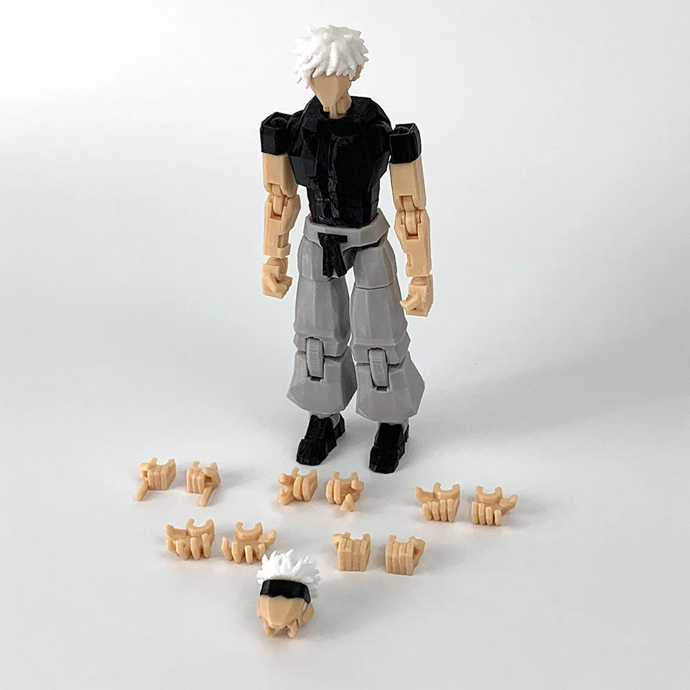 3D Printed Jujutsu Kaisen Gojo Satoru Anime Figure, Multi-Jointed Shapeshift Action Figurine Toys 14 CM