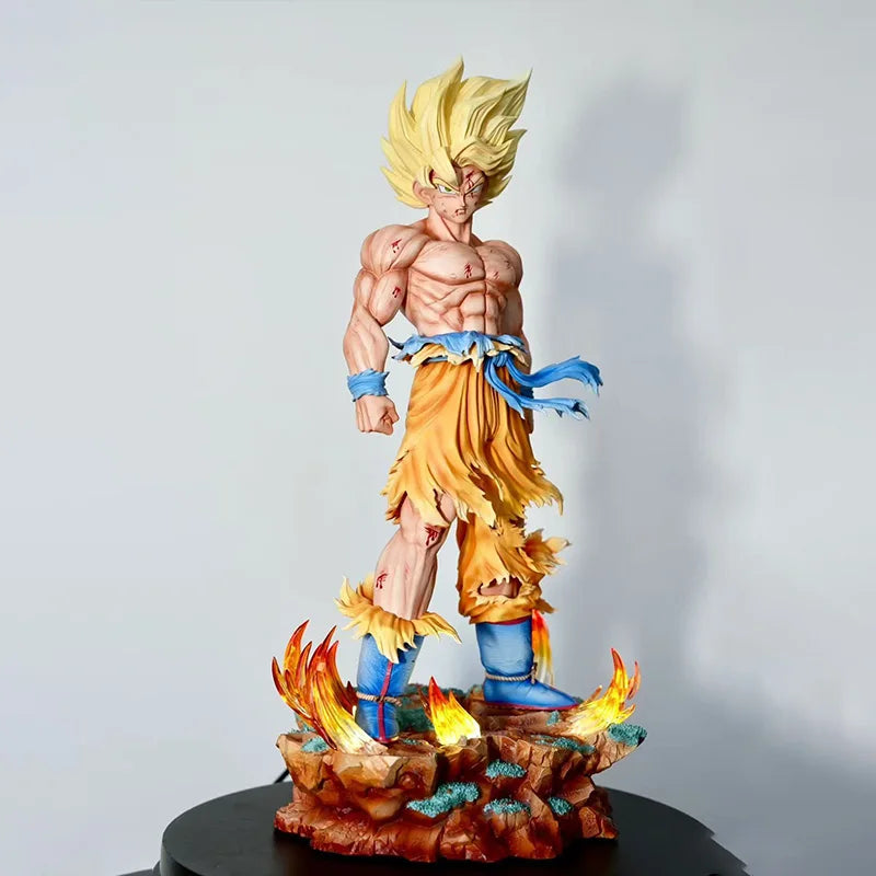 Dragon Ball Z Super Saiyan Son Goku Figure LED SSJ Action Figurines Collection 34 CM