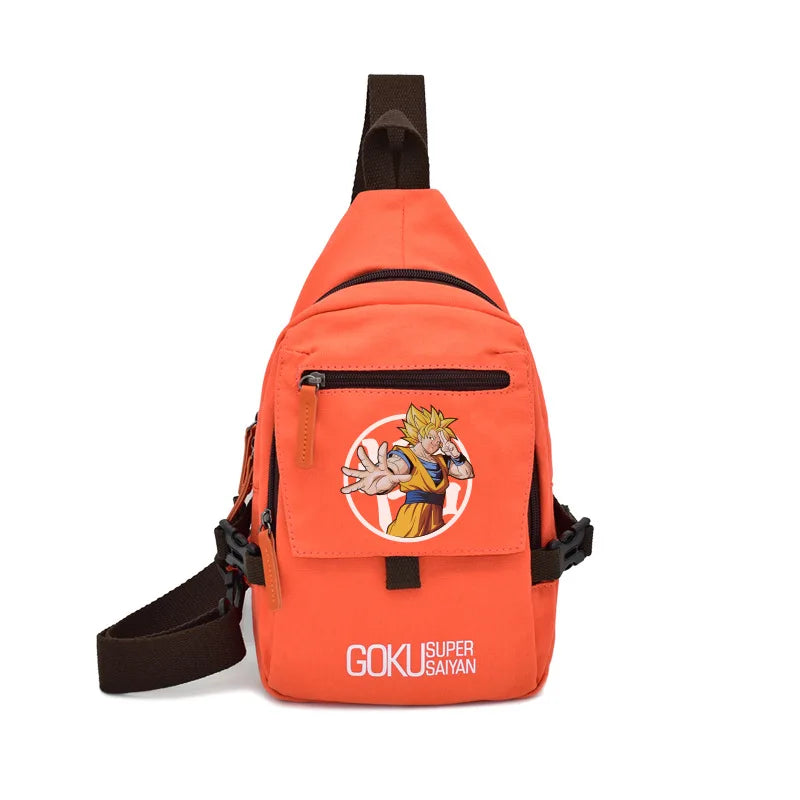 Popular Anime Style Shoulder Canvas Backpack, Luffy Naruto Dragon Ball For Students Crossbody Bag Chest Bag One Piece, Dragon Ball, Naruto, Attack on Titan 35X20CM