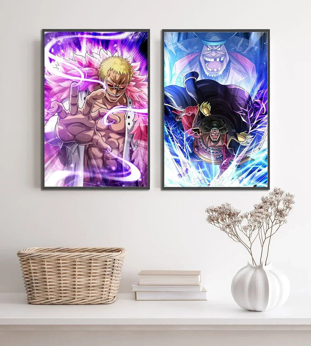 One Piece Anime Self-adhesive Poster, Anime Wall Art Wallpaper Home Decoration Painting Wall Art For Bedroom