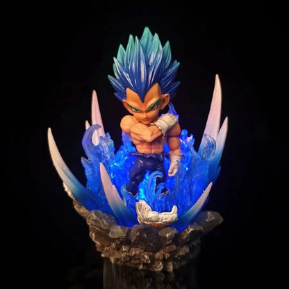 Goku Ultra Instinct and Vegeta Super Saiyan Blue LED Mini Figure, Dragon Ball Super Figurines 10 CM