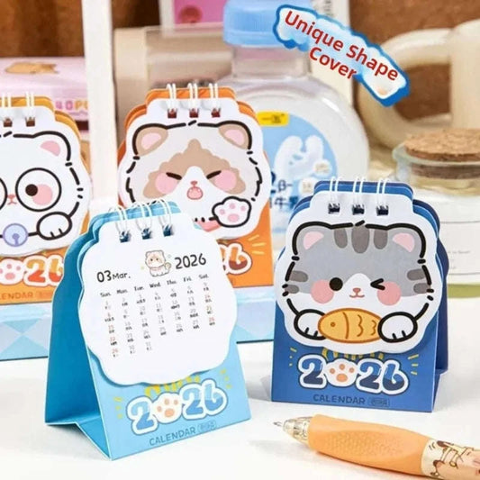 Kawaii Cat 2026 Mini Desk Calendar CLOUDANIMESTUDIO