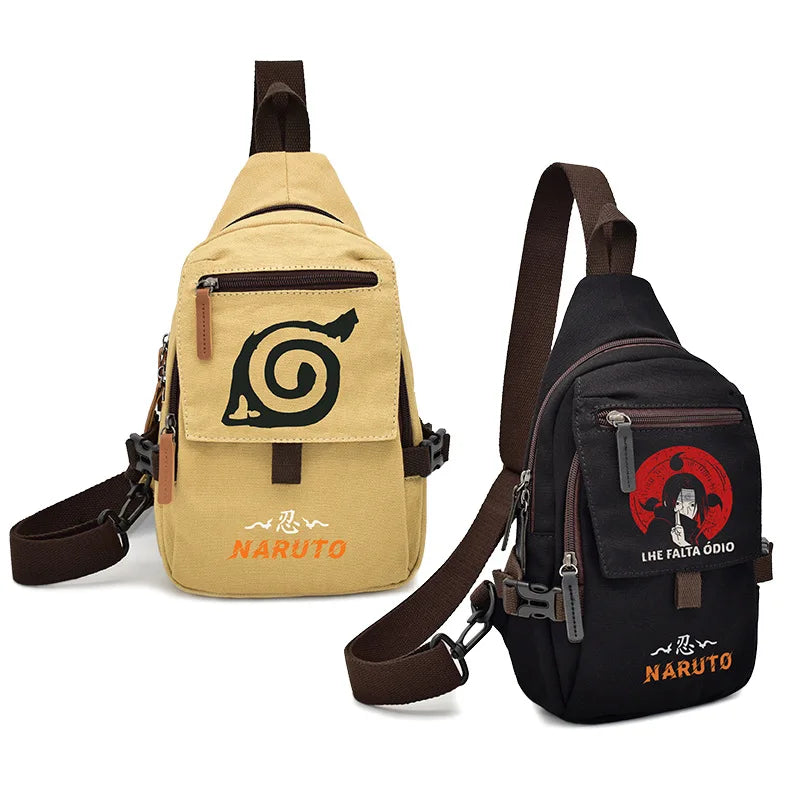 Popular Anime Style Shoulder Canvas Backpack, Luffy Naruto Dragon Ball For Students Crossbody Bag Chest Bag One Piece, Dragon Ball, Naruto, Attack on Titan 35X20CM