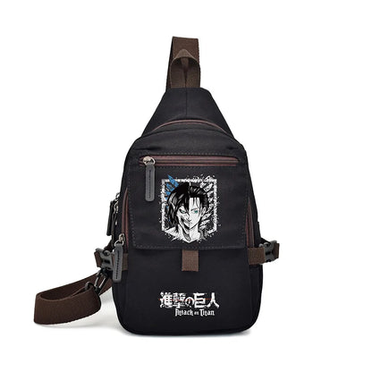 Popular Anime Style Shoulder Canvas Backpack, Luffy Naruto Dragon Ball For Students Crossbody Bag Chest Bag One Piece, Dragon Ball, Naruto, Attack on Titan 35X20CM