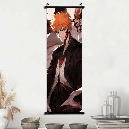 Bleach Anime Scroll Wall Art Poster, Decorative Print Ichigo Kurosaki, Hitsugaya Toshiro, and Grimmjow Jaegerjaquez Canvas Home Decor