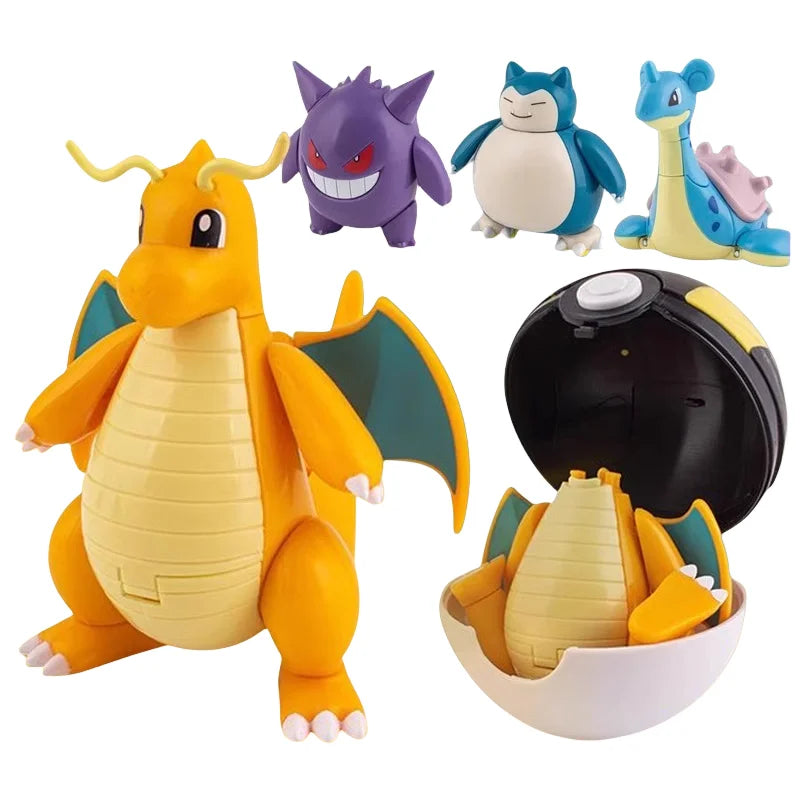 Pokemon Pokeball Anime Figures Toys, Pikachu Gengar Dragonite Snorlax Lapras Pocket Pokeball Toys - CloudAnimeStudio