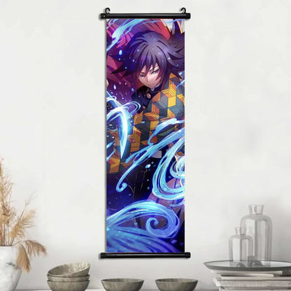 Demon Slayer Scroll Wall Art, Hashira Nezuko Agatsuma Zenitsu Inosuke Scroll Canvas Wall Hanging Painting Home Decor Anime Poster for Bedrooms