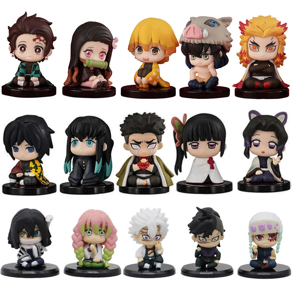 5 Pcs Set Chibi Mini Figurines, Kawaii Demon Slayers Tanjiro Nidouzi Inosuke Zenitsu Anime Figures 5 CM